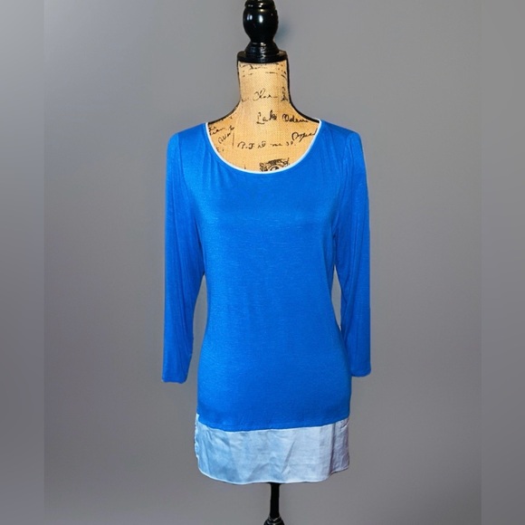 White House Black Market Tops - White House Black Market Top Womens Large L Blue 3/4 Sleeve Blouse Shirt Tunic